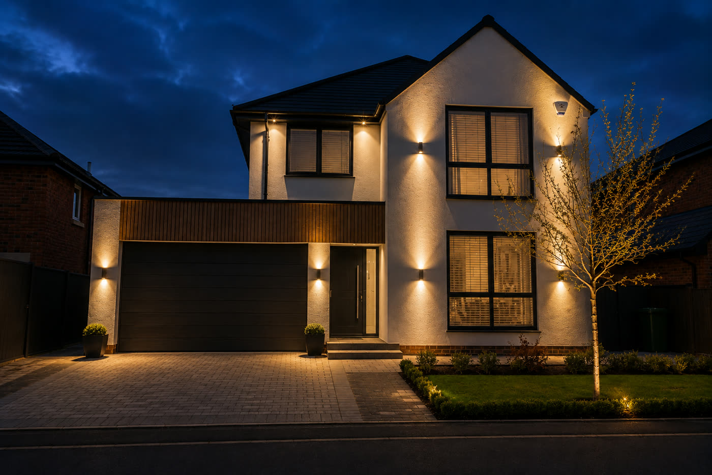After: Exterior Facade Lighting in New-build